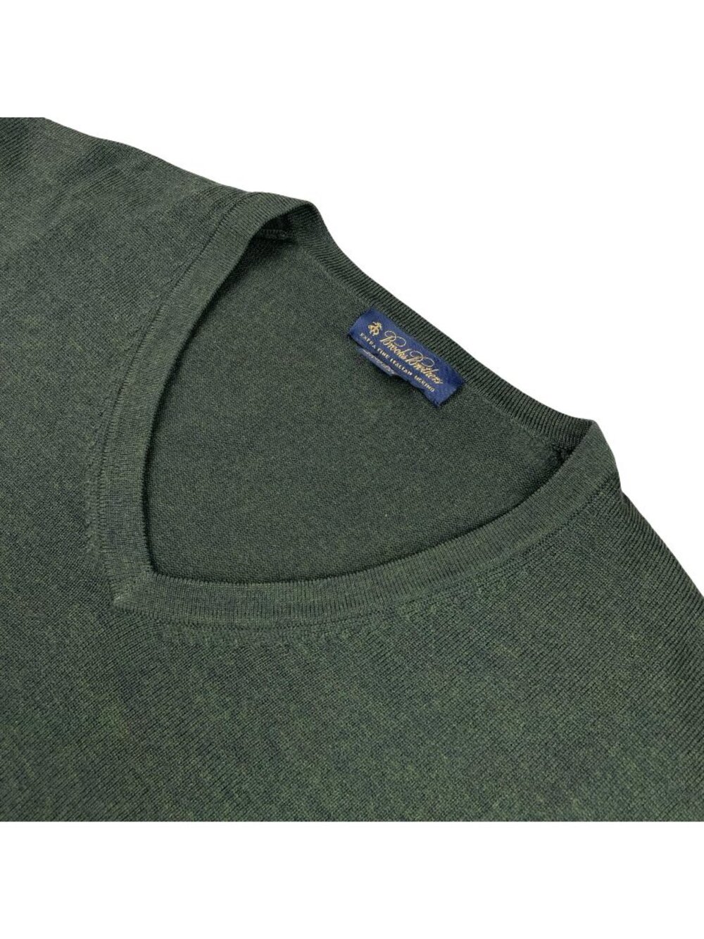 Brooks Brothers Men's Wool/Nylon Stretch V-Neck Pullover Sweater Green • XL